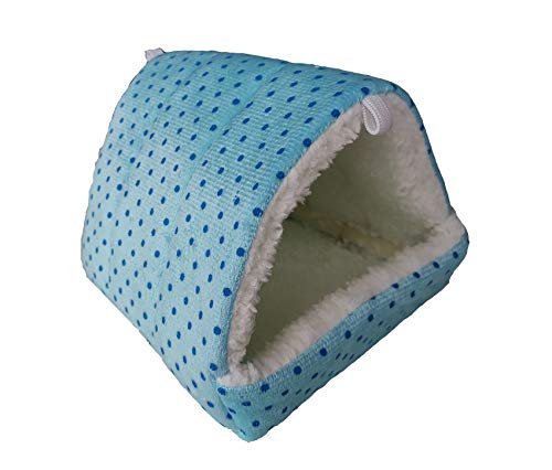 Wowowmeow Hamsters Polka Dot Warm Fleece Cave Bed Small Animals Hanging Cage Hideout (M, Blue-Dots) #TOP10