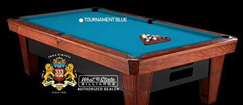 Simonis Worsted Blend 860 Fast Speed Pool Cloth -Billiard Table Felt and Horsehair Brush Spots and Chalk - 8 feet - 6 pre-Cut Rail Pieces - No Nap – Tournament Grade (Tournament Blue) - Thumbnail 3