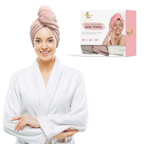 Microfiber Hair Towel Wraps for Women (3-Pack) – Quick Dry, Ultra Absorbent, Soft Turban for Curly, Wavy, or Long Hair – Frizz Control Towel for Shower, Gym, Travel