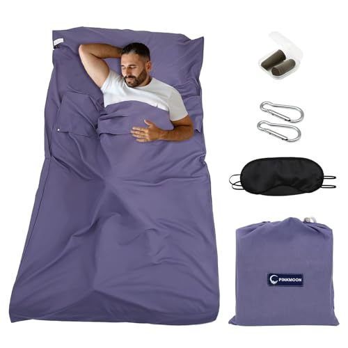 VEGCOO Sleeping Bag Liner, 210x75cm Lightweight Portable Sleeping Bag Liners, Camping Sheets & Travel Sheet Suitable for Outdoor Travel, Hiking, Hotel Backpacking Essentials (purple, One Size)