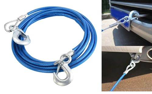 Image of JAGGER JAG301 Universal 4 Meter Stainless Steel Wire Car Towing Cable /Towing Rope for All Cars /Vehicals with Both Side Hooks, Tow Capacity (5 TON)