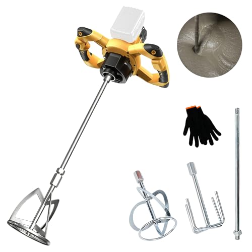 Batidor de mortero de color compatible con batería de 20 V, batidor profesional de mortero de color sin escobillas con 6 velocidades, agitador de 130 mm de diámetro, para mezclar yeso, pegamento, sin