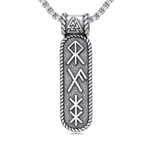 Collier viking homme argent 925 massif et maille acier inoxydable durable