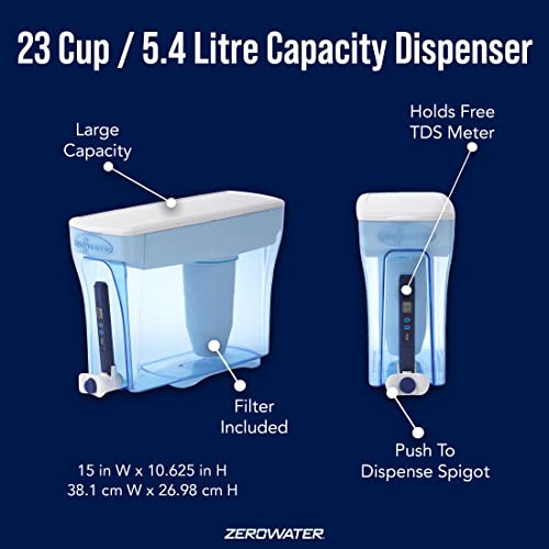 Zerowater Official 5-Stage Water Filter For Replacement, Nsf Certified To Reduce Lead, Other Heavy Metals And Pfoa/Pfos, 3-Pack & Zd-018 Zd018, 23 Cup Water Filter Pitcher With Water Quality Meter #TOP4
