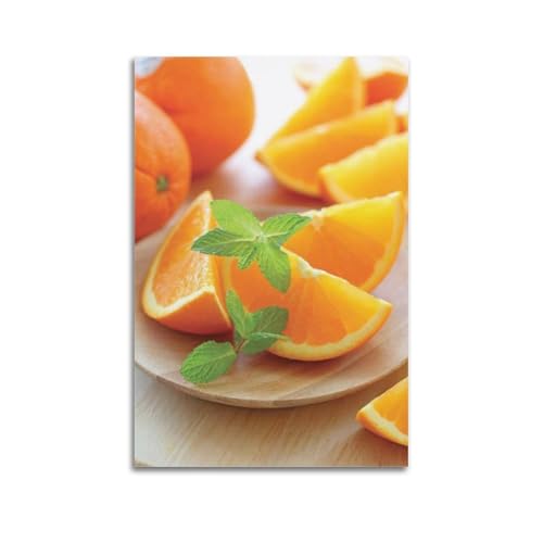 Poster tranches d'orange et menthe impression artistique haut de gamme
