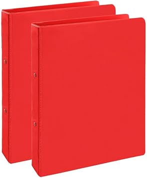 Red 2 Ring Folder 2 Pieces A4 PVC Student and Office Type Document Presentation Request Office Folder Automatic Mechanism with Inner Pocket