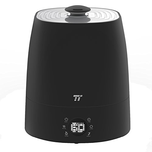 TaoTronics TT-AH007 Warm & Cool Mist 5.5L Ultrasonic Air Humidifiers for Home Bedroom Office with Filter, LED Display, External Humidity Sensor, 360°Rotatable Nozzle-Black