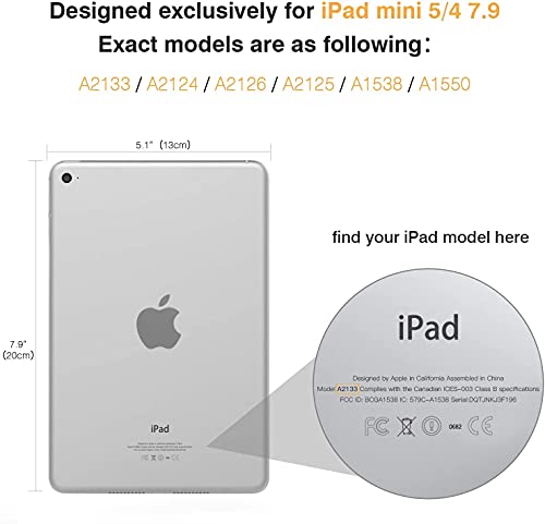 Image of MOCA Case for 7.9 inch inch iPad mini 5 / Mini 4 iPad mini A2133 A2124 A2126 A2125 A1538 A1550 Translucent Back Stand Flip Cover case (Black)