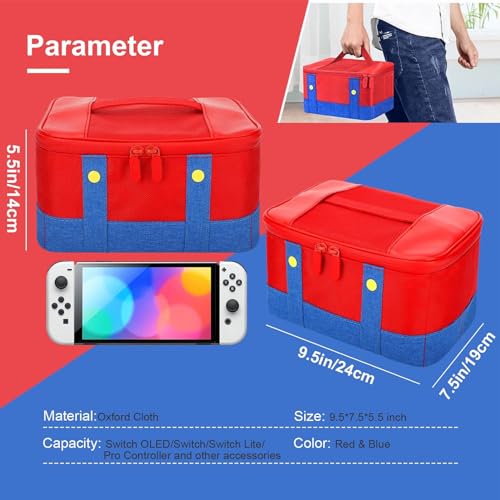 ROUNY Large Carrying Protective Hard Case for Nintendo Switch OLED Console Pro Controller, Game Travel Storage Bag Case For Nintendo Switch Accessories