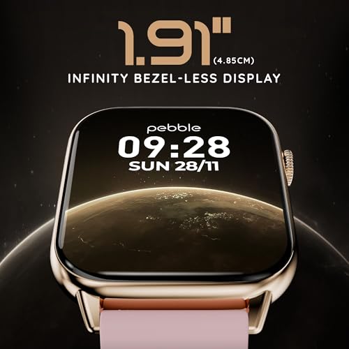 Image of Pebble Cosmos Ultra 2.0 Smartwatch for Men & Women 1.91 inch Infinite Display, Bluetooth Calling, Sleek Ultra-Thin Design Fitness & Sleep Monitor Works with Android & iOS - Mauve