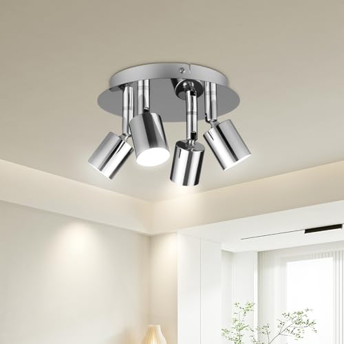 URAQT Spot de Plafond GU10, Rond Plafonnier LED, Spots et Rails de Spots, Suspension Luminaire Spot Led, pour Interieur Cuisine Chambre Salon, Livré Sans Ampoules...