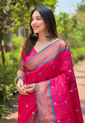 Image of SGF11 Women's Kanjivaram Paithani Soft Silk Saree With Unstitched Blouse Piece