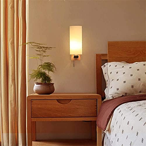 Aplique de pared LED nórdico en madera maciza con interruptor de cable para dormitorio 3