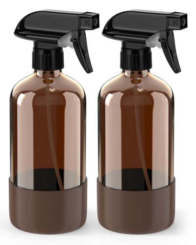 Amber Glass Spray Bottles Set