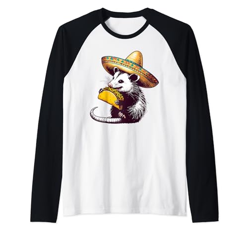 Taco Lover Opossum Animal Foodie Food Lover Regalo Hombres Mujeres Camiseta Manga Raglan