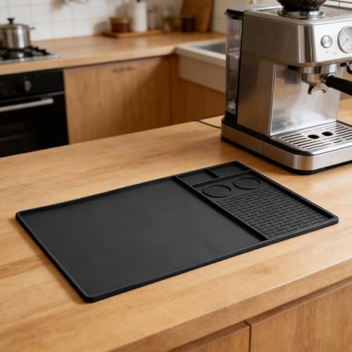Alfombrilla de silicona para cafetera Cabilock con borde elevado antiderrames 6