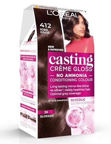 L'Oréal Paris Casting Crème Gloss, Semi-Permanent Hair Dye, Radiant & Natural Colour, No-ammonia, Semi-Permanent Hair Colour Lasts 32 Washes, Shade: 412 Iced Cocoa