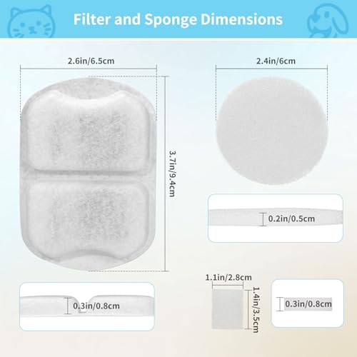 Image of 8 Set Dog Fountain Filter Replacement for 7L /230oz /1.8G Stainless Steel Dog Water Dispenser, YOIHABV Cat Fountain Filters, Triple Filtration Pet Water Filter, Replacement Filters and Sponges