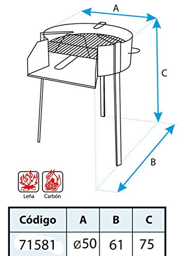 IMEX EL ZORRO 71581 Rundgrill mit Paella-Halterung, Ø 50 x 75 cm, schwarz
