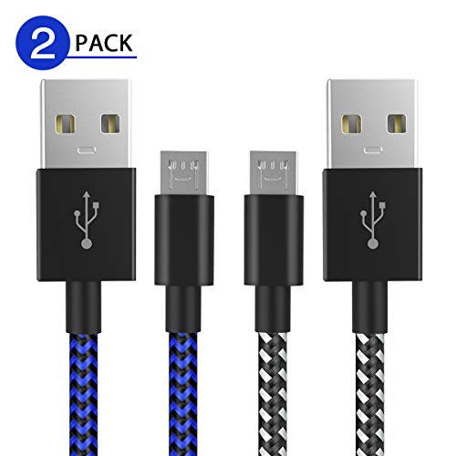 6amLifestyle PS4-Controller-Ladekabel, Lade- und Play, 2 Stück, 3 m, Micro-USB-Ladekabel für Sony Playstation 4 PS4 Slim/Pro Controller, Microsoft Xbox One S/X Controller, Android PS4 (Blau + Schwarz)