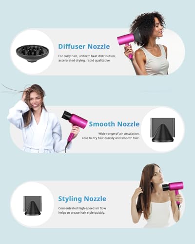 Image of SHRATE Ionic Hair Dryer with Diffuser | Professional Blow Dryer for Curly, Frizzy & All Hair Types | Low Noise & Gentle for Sensitive Hair | Compact & Portable Design for Home, Travel, Women & Men
