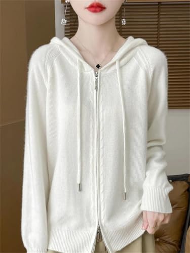 Women's Winter Zipper Hoodie Cardigan 100 Percent Merino Wool Sweater Simple Style Sweater2