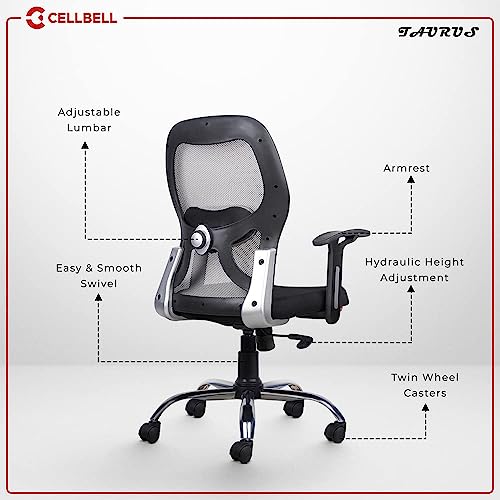CELLBELL® C100 Tauras Lite Mesh Mid Back Office Chair [Grey]