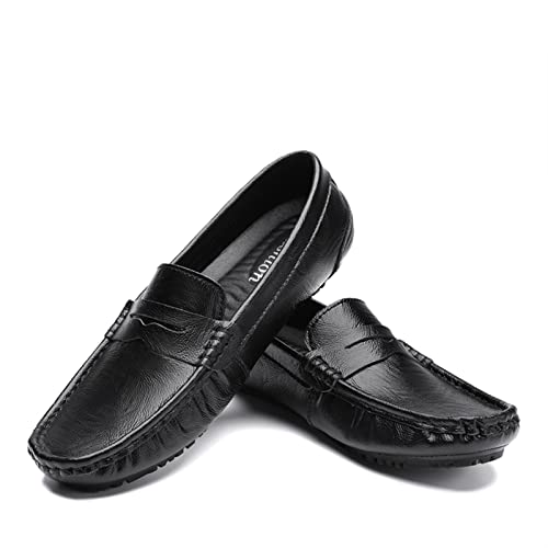Mens Loafers Penny Loafer Genuine Leather Stitching Details Round Toe Anti-Slip Comfortable Flat Heel Prom Slip-ons3