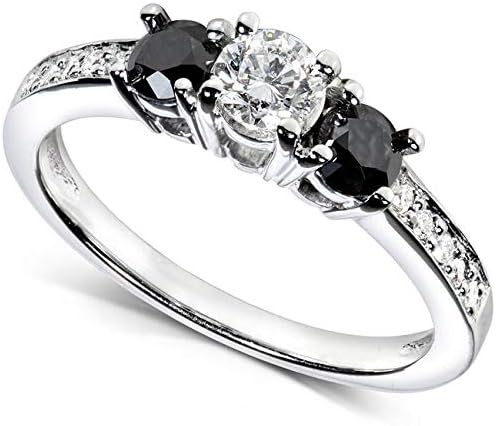 Kobelli Black and White Diamond Engagement Ring 3/5 Carat (ctw) in 14k White Gold