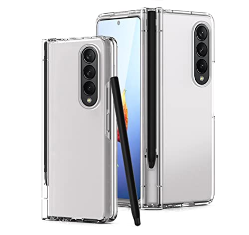Olycism Carcasa para teléfono Compatible con Samsung Galaxy Z Fold 4 5G Trasera Delgada Banda protección Prueba de portalápices Invisible absorción de Golpes Resistente a los arañazos Transparente Cover