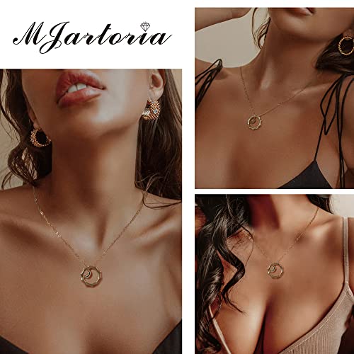 Mjartoria Best Friend Necklace Sun Moon Pendant Bff Necklace For 2 Friendship Or Couples Matching Necklaces Jewelry Gifts (Gold-Sun+Moon+Rhinestones) #TOP4