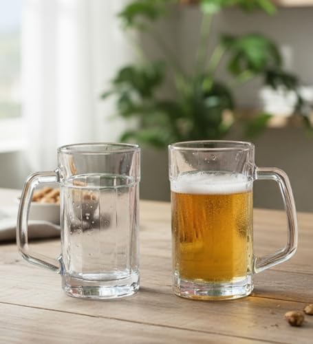 Image of Table & Tale Americano Line 340 ml Beer Mug Set of 12 from Brazil | Crystal Clear Beer Mug | Ideal for Beer, Cocktails, Mocktails, Cold Drinks & Other Beverages