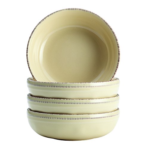 Rachael Ray Cucina Dinnerware 4-Piece Stoneware Fruit Bowl Set, Almond Cream