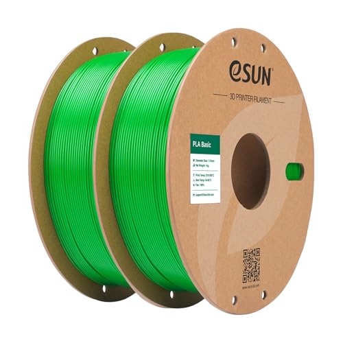 Image of eSUN PLA Basic Filament 1.75mm, 1KG Spool (2.2 LBS) High Speed Printing 3D Printer PLA Filament,Designed for Fast Printing, Green 2Pack