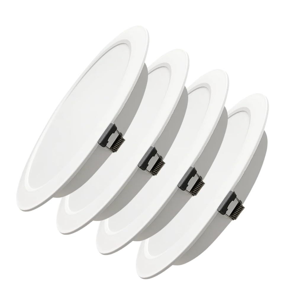LUXULA LED Einbauleuchte rund Weiß, 4 Stück Ø295x28mm, 24W 2400lm, IP44 Einbaustrahler flach CCT 2700K 4000K 6000K einstellbar, LED Deckenstrahler Einbauleuchte 230V Bad, Küche & Innenräume