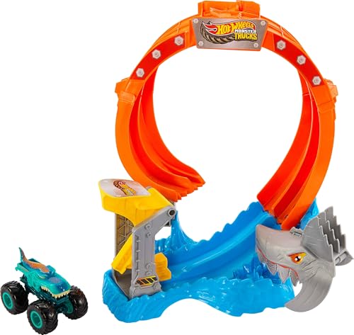 Hot Wheels Toy Monster Trucks Spielzeugbahn Set mit Korkenzieher und Mega-Wrex Fahrzeug im Maßstab 1:64, Loop-Warf, um Nemesis zu besiegen Hot Wheels Toy Monster Trucks Spielzeugbahn Set mit Korkenzieher und Mega-Wrex Fahrzeug im Maßstab 1:64, Loop-Warf, um Nemesis zu besiegen