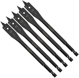 5 x SabreCut SCRIW12_5 12mm x 152mm Impact Rated Flat Wood Spade Bits Compatible with Bosch Dewalt Makita Milwaukee and Many Others