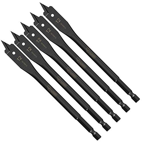 5 x SabreCut SCRIW12_5 12mm x 152mm Impact Rated Flat Wood Spade Bits for Softwood Hardwood Chipboard