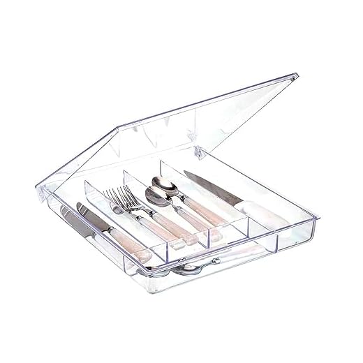 Porta Talheres Garfos Facas Colheres Organizador de Gavetas Acrilico Cozinha - LOBOY (Com Tampa)