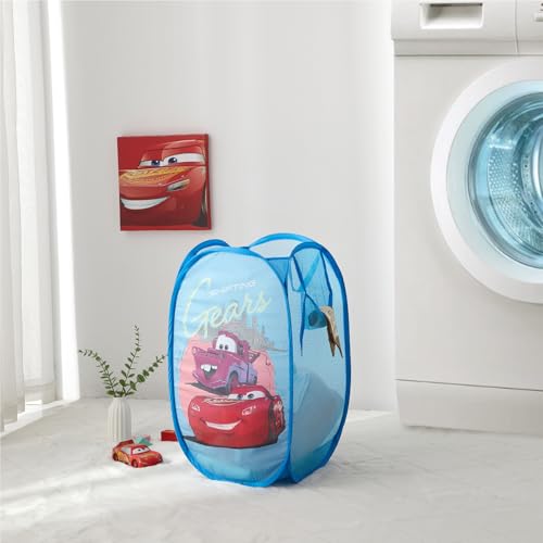 Image of Disney Cars Pop-Up Hamper with Durable Carry Handles for Laundry, Kids Room & Nursery Storage, 21 inchH x 13.5 inchW x 13.5 inchL