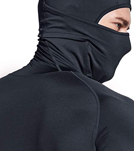 TSLA Men\'s Thermal Compression Shirts Hoodie with Mask, Long Sleeve Winter Sports Base Layer Top, Active Running Shirt, Heatlock Hoodie(yuh58) - Charcoal, XXX-Large