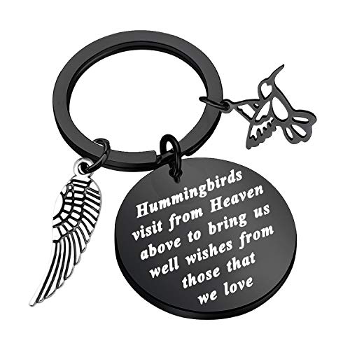 HOLLP Hummingbird Keychain Free Bird Jewelry Humming Bird Lover Keyring Gift for My Love Wishes Jewelry Hope Gift (Black Round Keychain)