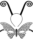 QLINLEAF Ant Antenna Headband Butterfly Lace Mask for Women Halloween Masquerade Party Lady Cosplay Costume Accessories