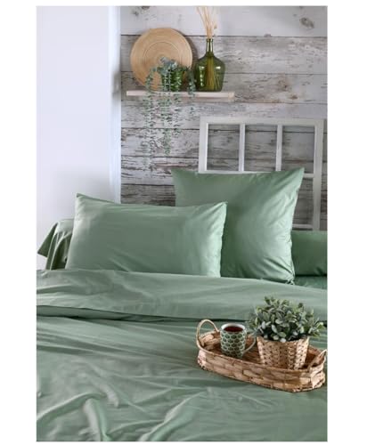 Housse de couette percale de coton Elysée Vert 260x240 cm douceur végétale - 3