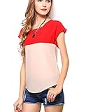 Aishang Women's Ladies Summer Casual Short Sleeve Chiffon T-shirt Tops Blouse