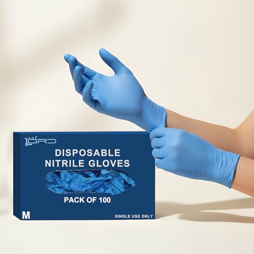 Image of 100 Pcs Disposable Nitrile Gloves | Powder-Free, Latex-Free, Non-Sterile, Chemical-Resistant, Ambidextrous Hand Protection for Medical, Industrial & Home Use (Blue, Medium)