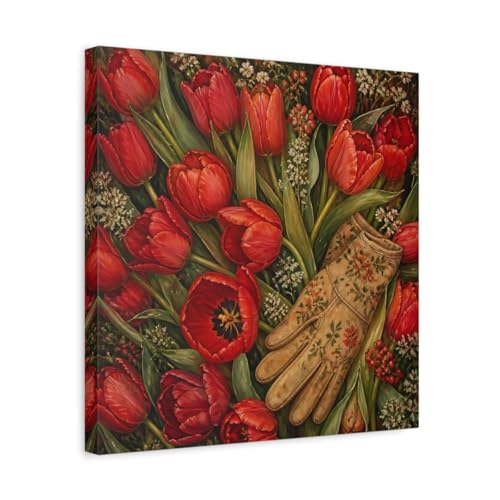 Tableau tulipes rouges canvas de qualité supérieure avec châssis 3cm