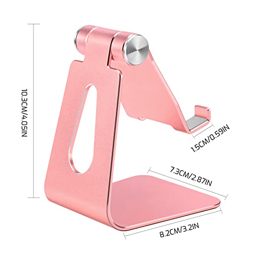 Tofun Rose Gold Foldable Aluminum Alloy Cell Phone Holder,Tabletop Metal Phone Stand with Adjustable Angle by Swivel Axis,Smartphone Cradle