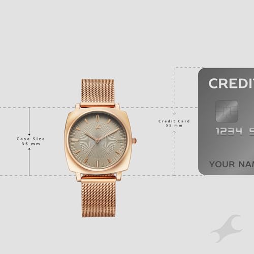 Image of Fastrack Stunners X Quartz Analog with Green Dial Rose Gold Stainless Steel Strap Watch for Girls - 68043WM03