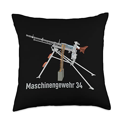 MG 34 German WW2 Machine Gun Diagram Throw Pillow